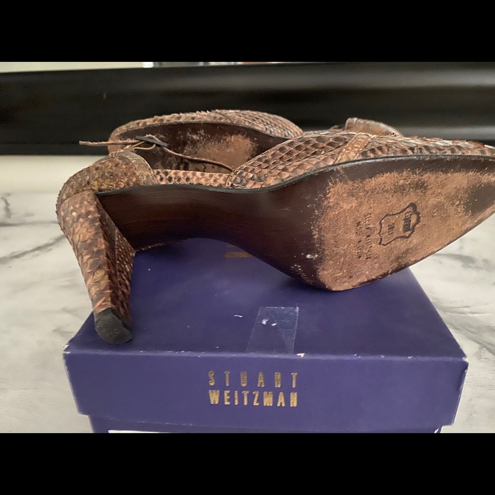 Stuart Weizmann Python Skin Bronze Pumps Size 8 - image 7